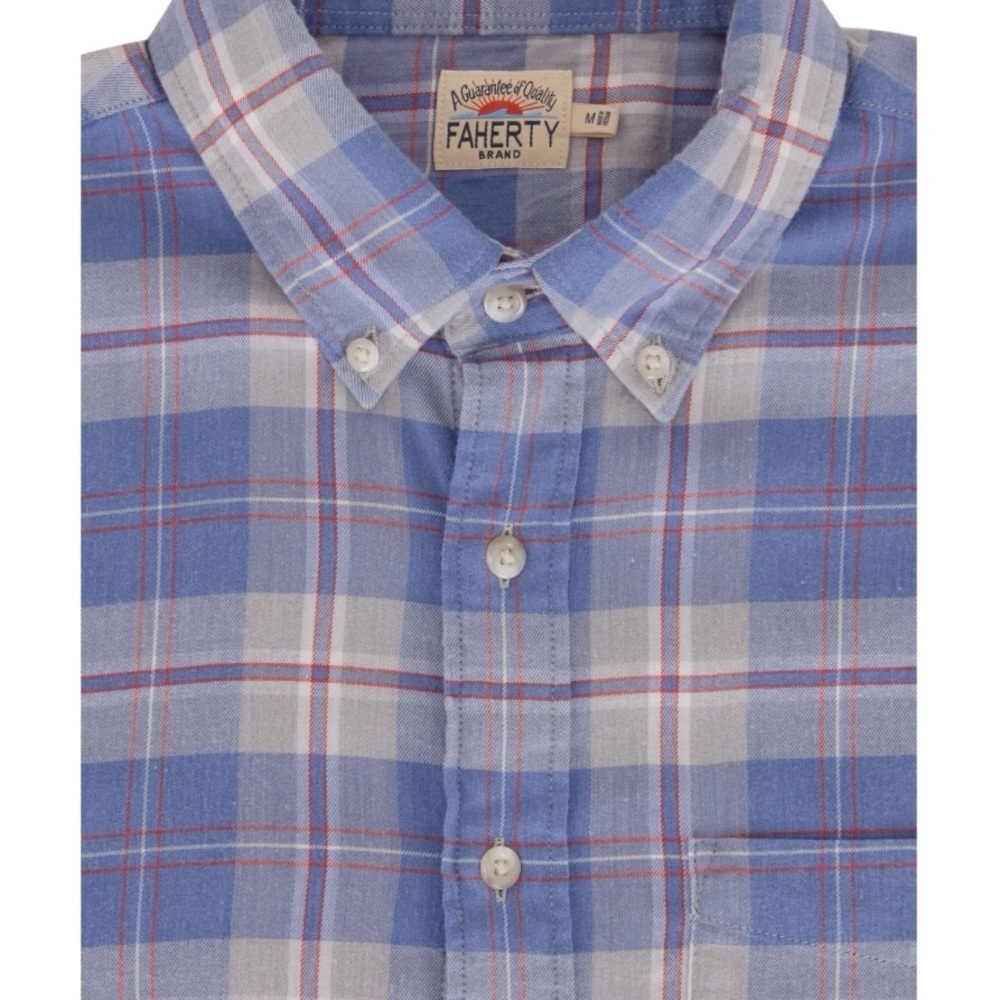 ‼️RARE‼️🎸FAHERTY🎸🔥NWT🔥 LTWHT MOVEMENT FLANNEL in BEY-BLUE EASY PLAID—Size S